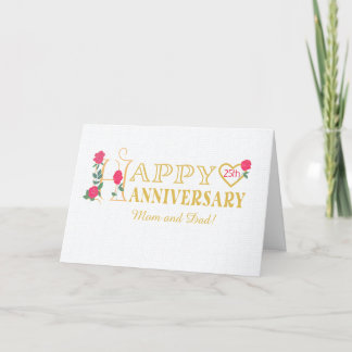 Parents Custom Year Anniversary with Roses Card