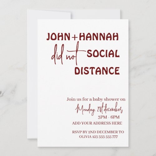 Parents Did Not Social Distance Co_ed Baby Shower  Invitation