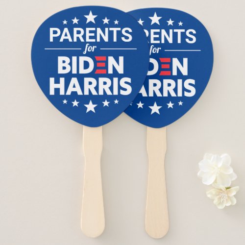 Parents for Biden Harris Custom Text Blue Hand Fan