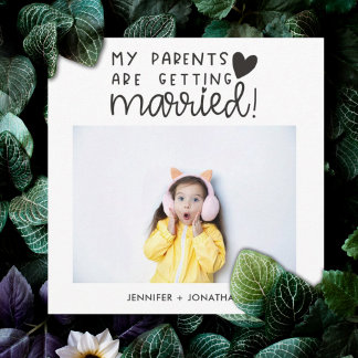 Parents getting married child photo save the date announcement
