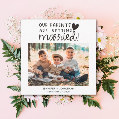 Parents getting married children photo save date announcement