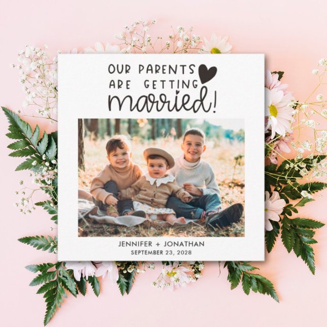 Parents getting married children photo save date announcement (Creator Uploaded)