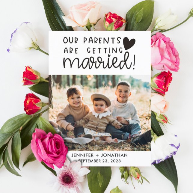 Parents getting married children photo save date  announcement postcard (Creator Uploaded)