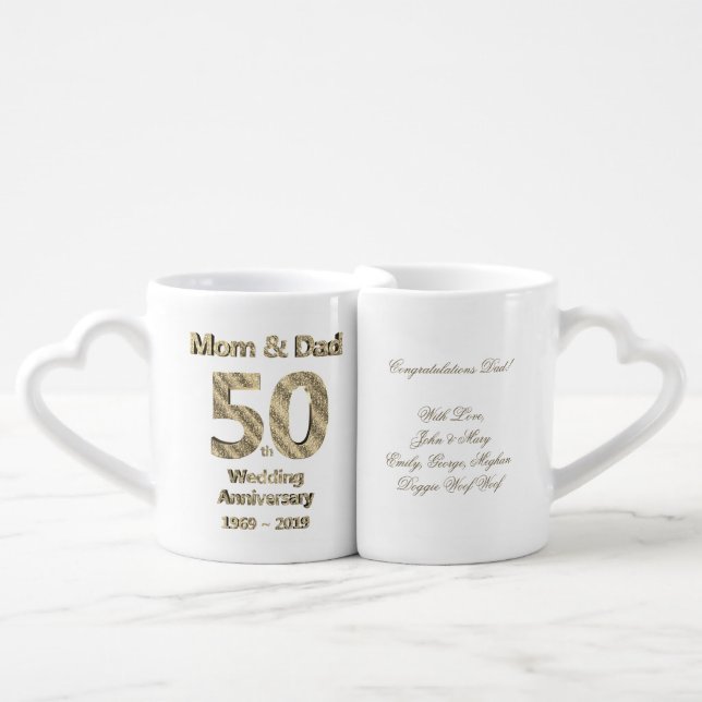 Parents Golden Wedding 50th Anniversary 2019 Coffee Mug Set (Front Nesting)