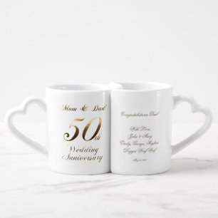 Parents Golden Wedding 50th Anniversary Coffee Mug Set
