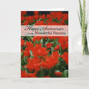 Parents Happy Anniversary Red Flowers Card
