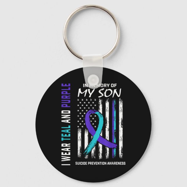 Parents In Memory Of Son Suicide Awareness Prevent Keychain (Front)