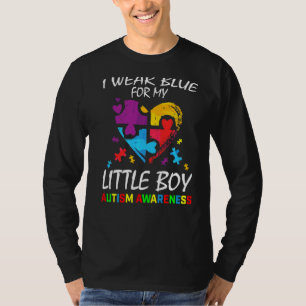 Parents Mom Dad Blue For My Little Boy Son Autism T-Shirt