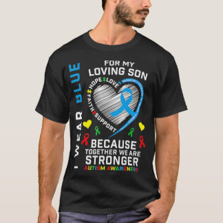Parents Mom Dad Heart Puzzle Wear Blue Son Autism T-Shirt
