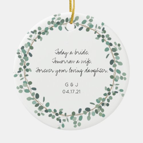 Parents Mother Father of the Bride Thank You Gift Ceramic Ornament