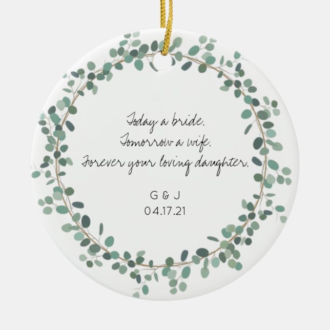 Parents Mother Father of the Bride Thank You Gift Ceramic Ornament (Front)