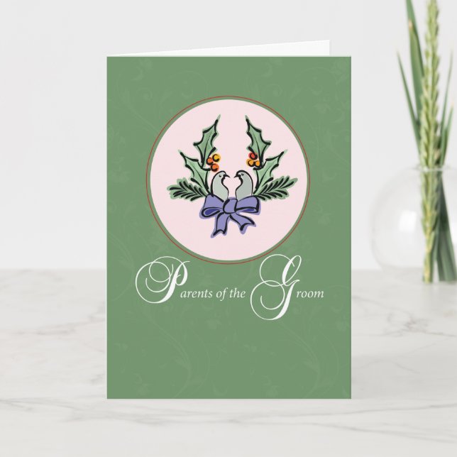 Parents of Groom, Christmas Turtle Doves Holiday Card (Front)