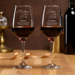 Parents Of The Bride Or Groom Chic Script Wedding Wine Glass