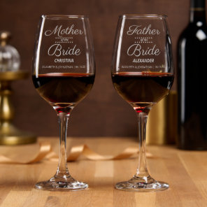 Parents Of The Bride Or Groom Chic Wedding Script Wine Glass