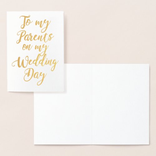 Parents of the Bride or Groom Wedding Thank You Foil Card