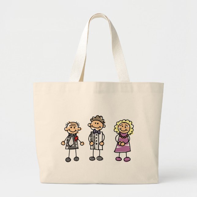 Parents Of The Groom On Wedding Day Large Tote Bag (Front)