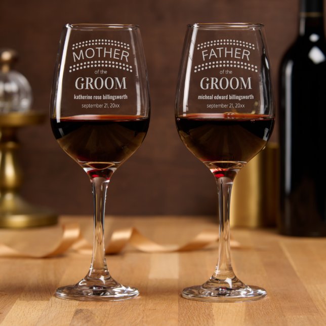 Parents Of The Groom Or Bride Chic Custom Wedding Wine Glass (Party)