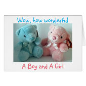 PARENTS OF TWIN BOY/TWIN GIRL CONGRATULATIONS (Front Horizontal)