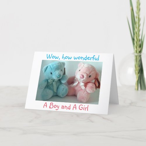 PARENTS OF TWIN BOYTWIN GIRL CONGRATULATIONS CARD