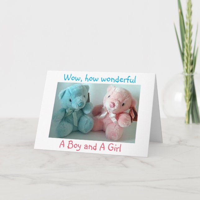 PARENTS OF TWIN BOY/TWIN GIRL CONGRATULATIONS CARD (Front)
