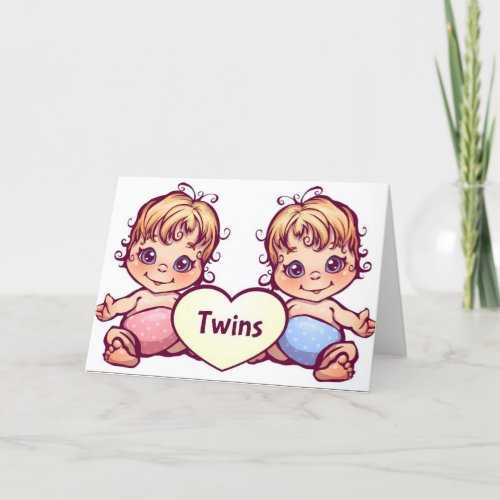 PARENTS OF TWIN BOYTWIN GIRL CONGRATULATIONS CARD