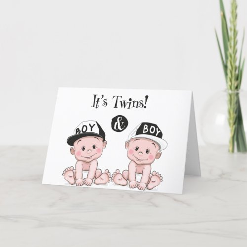 PARENTS OF TWIN BOYS CONGRATULATIONS CARD