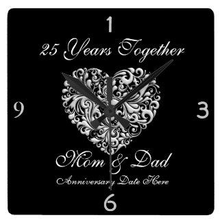 PARENTS SILVER 25th Anniversary GIFT Wall Clock