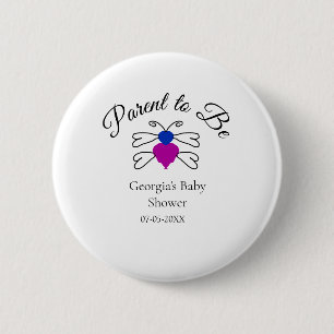 Parents to be blue pink baby shower honey bee text button