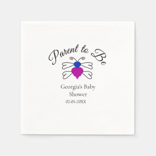 Parents to be blue pink baby shower honey bee text napkins