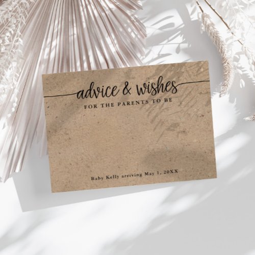 Parents to Be Rustic Kraft Wishes and Advice Cards