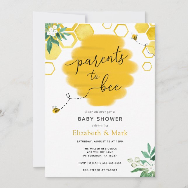 Parents to Bee Baby Shower Invitation (Front)