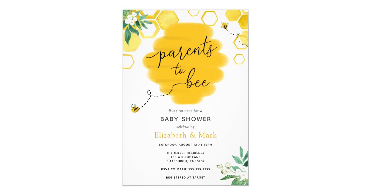 Parents to Bee Baby Shower Invitation | Zazzle.com