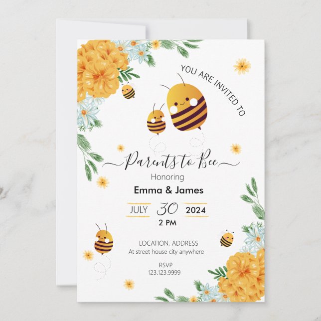 parents to bee baby shower invitations (Front)