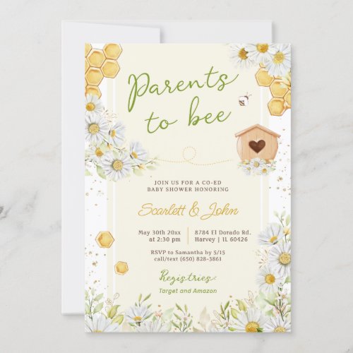 Parents to Bee Bumblebee Co_ed Honey Baby Shower I Invitation