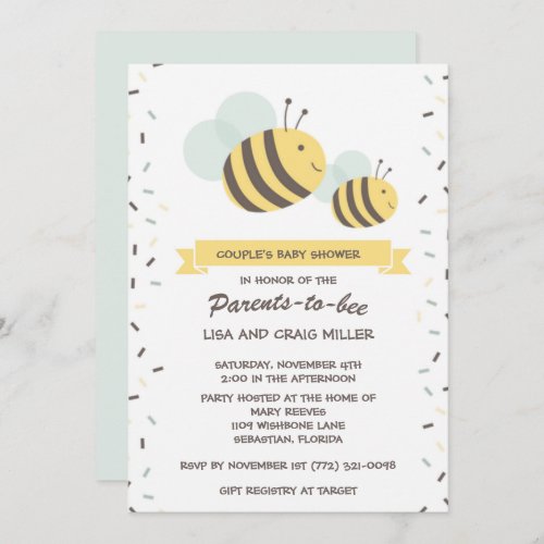 Parents to Bee Bumblebee Couples Baby Shower Invitation