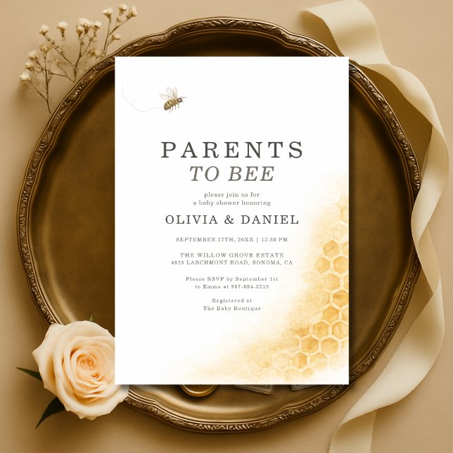 Parents to Bee Couples Baby Shower Invitation (Creator Uploaded)