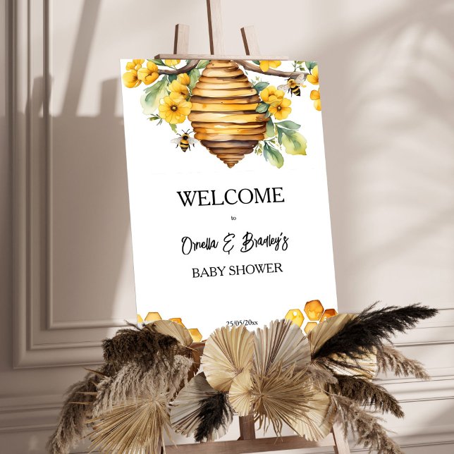 Parents to bee honey bee baby shower welcome sign (Parents to bee honey bee baby shower template welcome sign board personalized decor honey beehive )