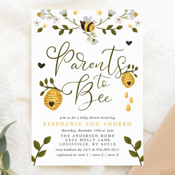 Parents To Bee Honeycomb Bumblebee Baby Shower Invitation by PrintablePretty at Zazzle
