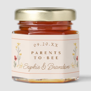 Parents to Bee Peach Wildflowers Baby Shower Honey Jar Favors
