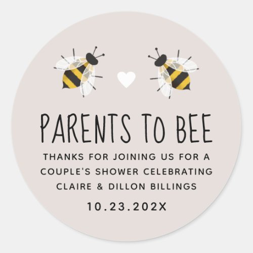 Parents to Bee Shower Favor Sticker