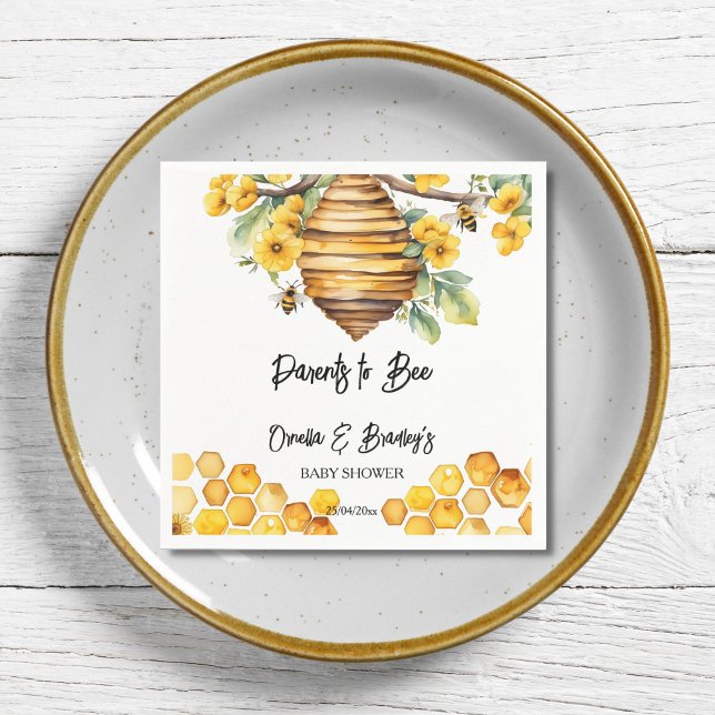Parents to bee spring bee baby shower template napkins (Parents to bee spring honey bee baby shower template napkins personalized tableware decor beehive)
