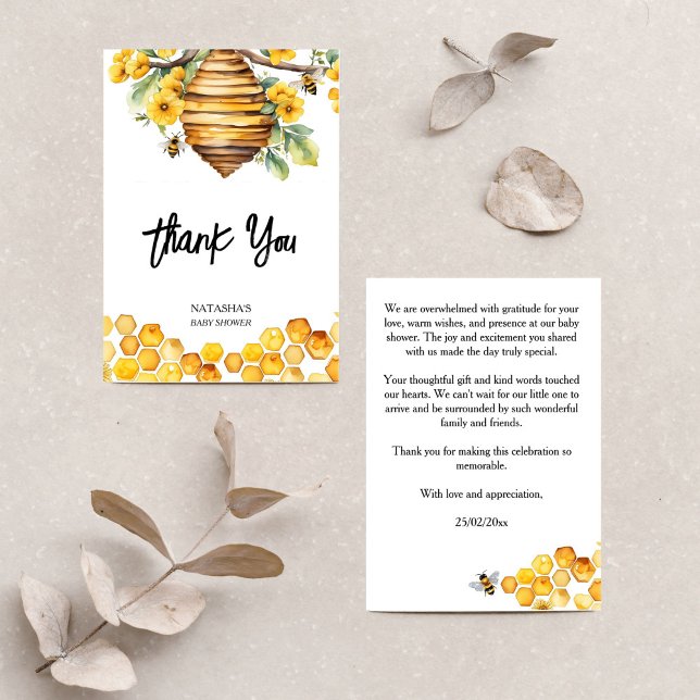 Parents to bee spring bee baby shower thank you card (Parents to bee spring bee baby shower thank you card yellow flowers bee hive honey bees thank you)