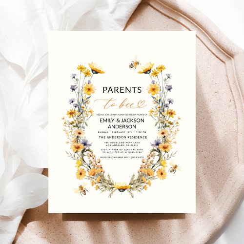 Spring Wildflower Floral or wildflower baby shower invitation