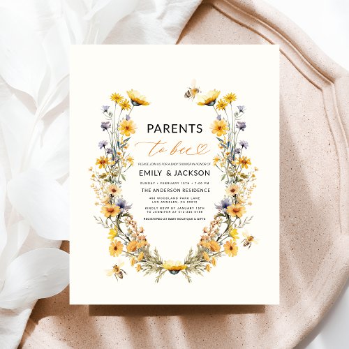 Spring Wildflower Floral or wildflower baby shower invitation