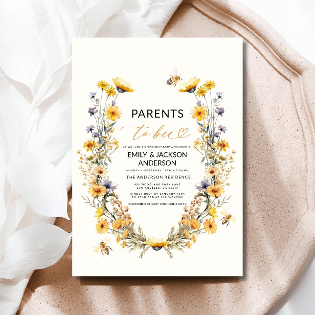 Parents to Bee Wildflower Couples Baby Shower Invitation (Creator Uploaded)