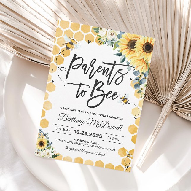 Parents to Bee Yellow Floral Baby Shower Invite (Creator Uploaded)