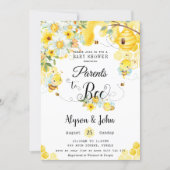 Parents to Bee Yellow Floral Baby Shower Neutral Invitation (Front)