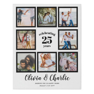 Parents Wedding Anniversary PHOTO Custom Branded   Faux Canvas Print
