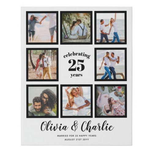 Parents Wedding Anniversary PHOTO Custom Branded   Faux Canvas Print