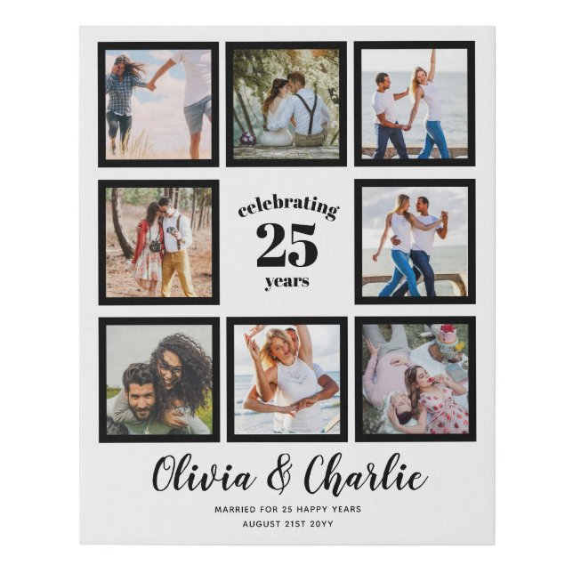 Parents Wedding Anniversary PHOTO Custom Branded   Faux Canvas Print (Front)